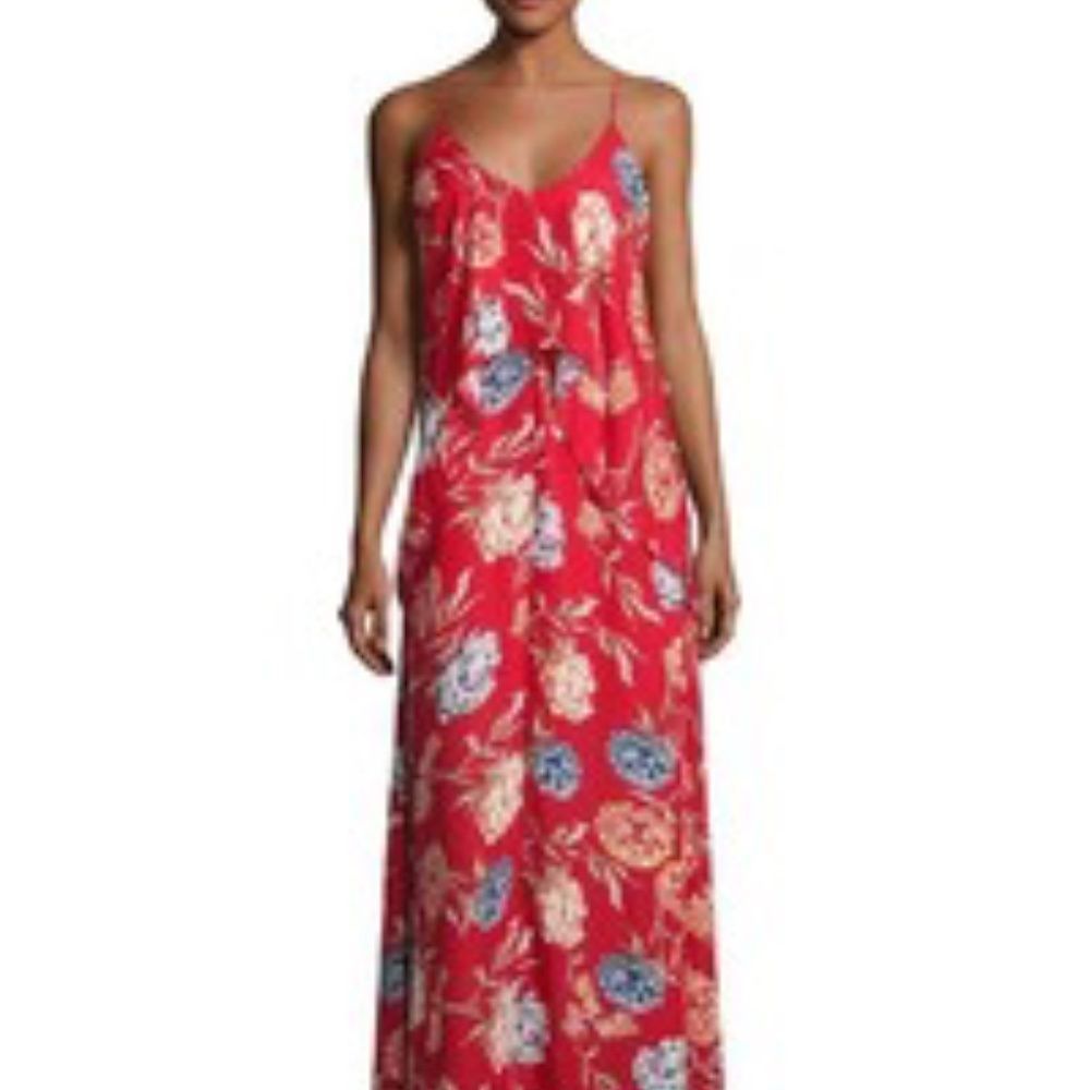 Romeo + Juliet Red Floral Flounce Maxi‎ Dress S
